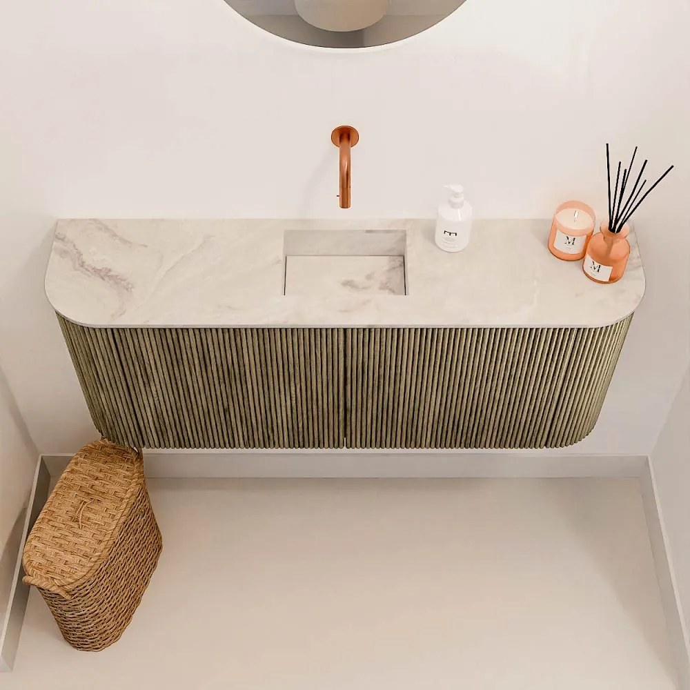 Mondiaz Joya DLux 105cm toiletmeubel ronding links/rechts dusk met wastafel faye midden zonder kraangat frappe