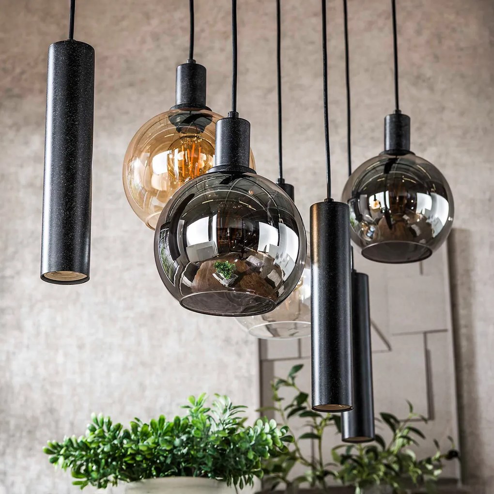 Design Hanglamp Met Glazen Bollen Zwart