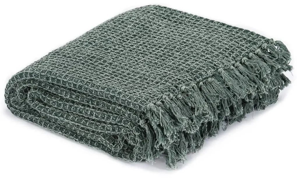 vidaXL Plaid 125x150 cm katoen donkergroen