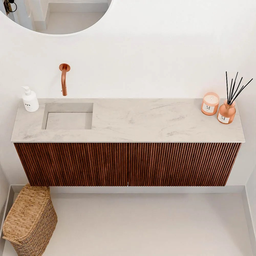 Mondiaz Joya DLux 100cm toiletmeubel ruby met wastafel faye links zonder kraangat opalo