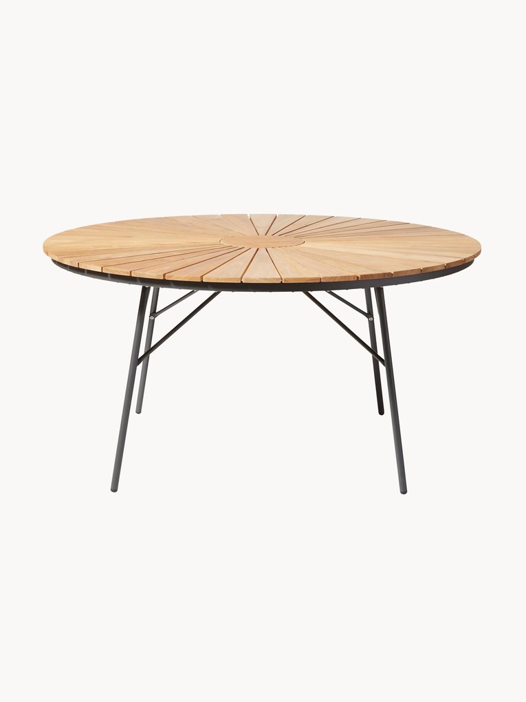 Ronde tuintafel Ellen met teakhouten tafelblad, in verschillende formaten