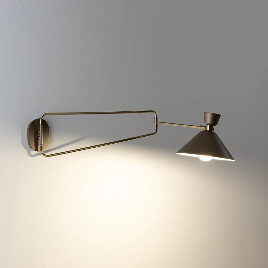 Scharnierende wandlamp in verouderde messing, Zoticus