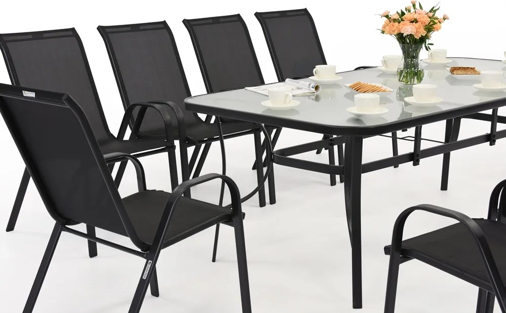 Modena metalen tuinmeubel voor 10 personen met grote tafel Garden Point zwart