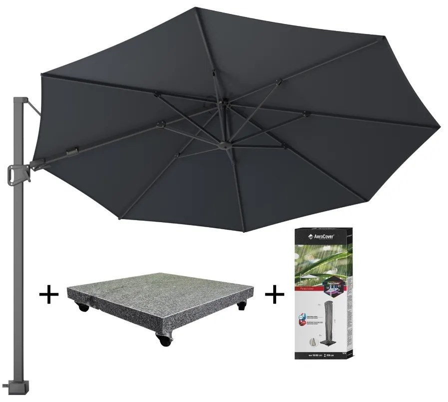 Bermuda zweefparasol 350cm rond antraciet Tropical Deal