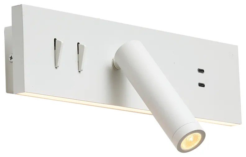 Wandlamp wit verstelbaar met USB-C incl. LED - Modric Modern Binnenverlichting Lamp