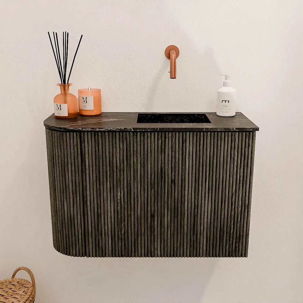 Mondiaz Joya DLux 60cm toiletmeubel ronding links shadow met wastafel faye rechts zonder kraangat lava