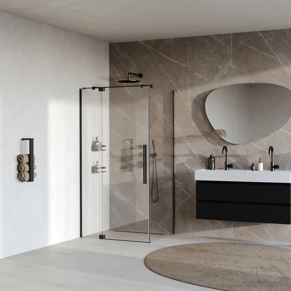 Brauer Stellar douchecabine met draaideur 100x100cm zwart mat