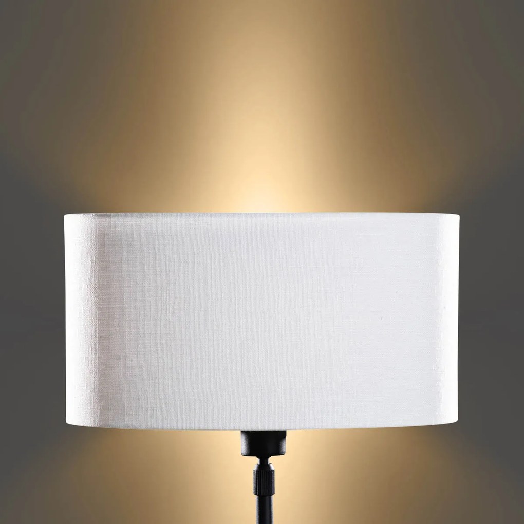 Tafellamp zwart met ovale linnen kap wit 35cm - Parte Modern E27 Scandinavisch rond Binnenverlichting Lamp