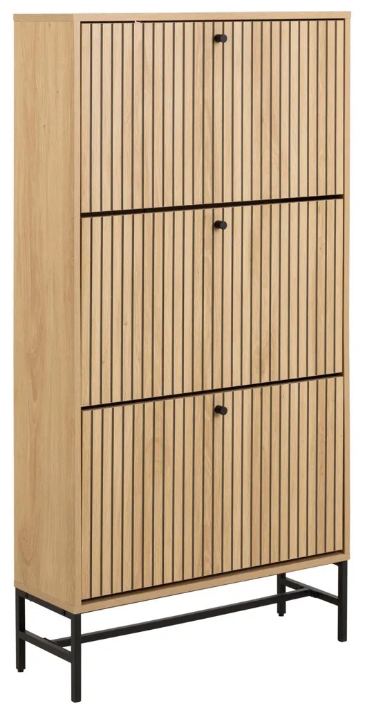 Eiken Schoenenkast Staand - 71.6x25x140.4cm.