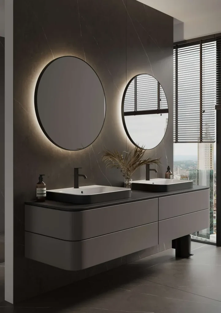 Martens Design Toronto spiegel met LED verlichting, spiegelverwarming en sensor 100cm mat zwart