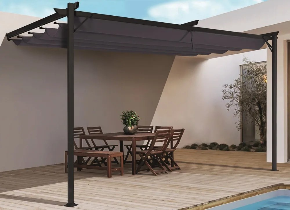 Antraciet terrasoverkapping Santana 4x4m Tuinpunt