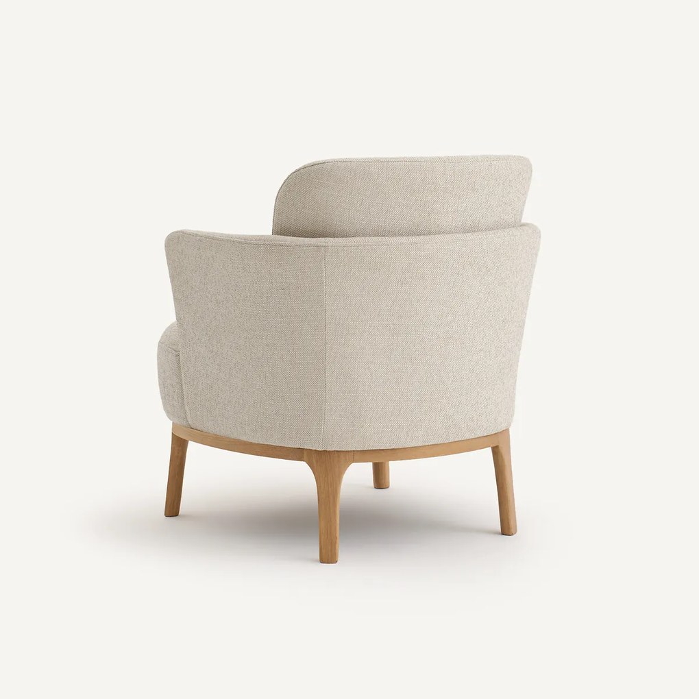 Fauteuil, massief eiken en stof met structuur, JABOTE