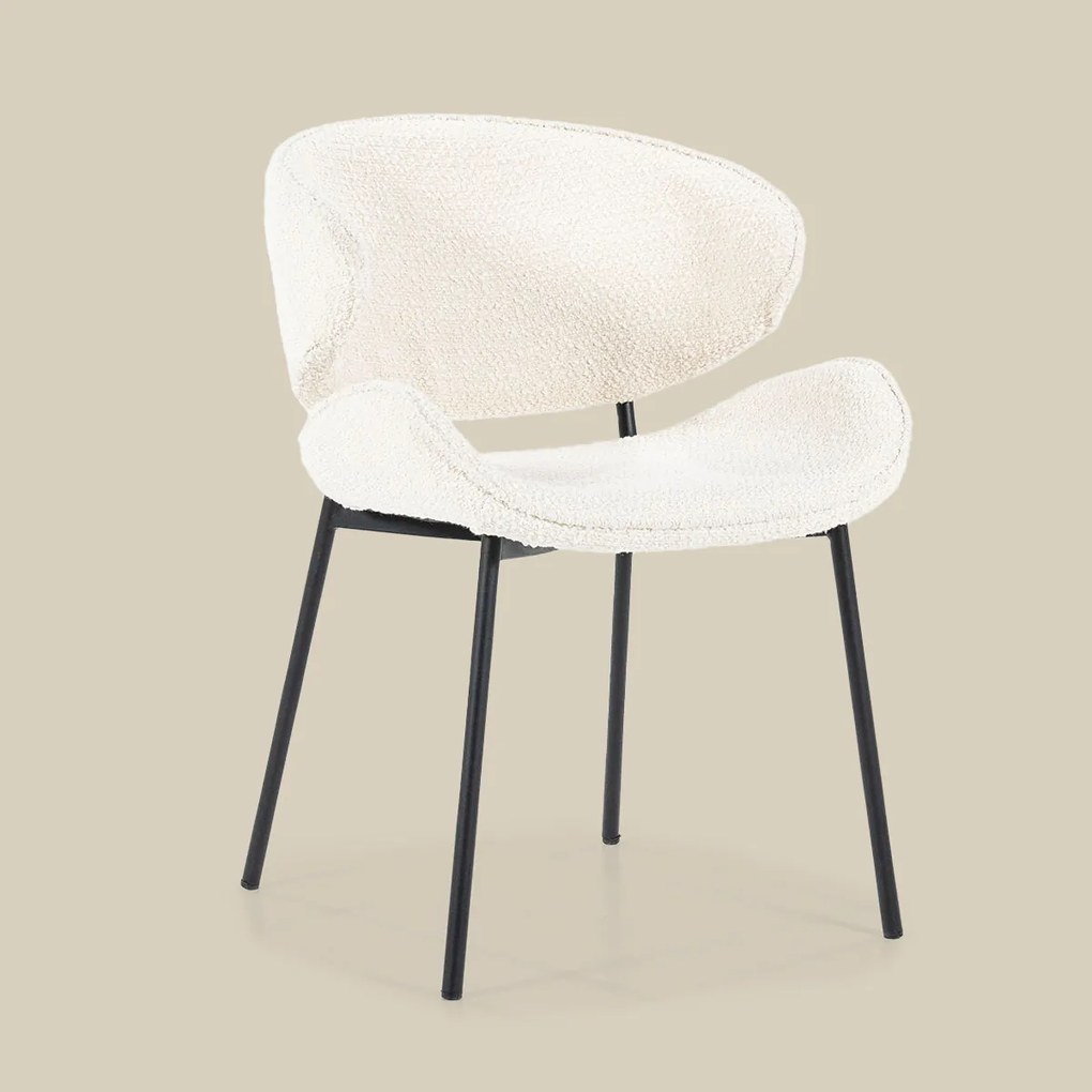 Boucle Eetkamerstoel Ronde Rug Beige