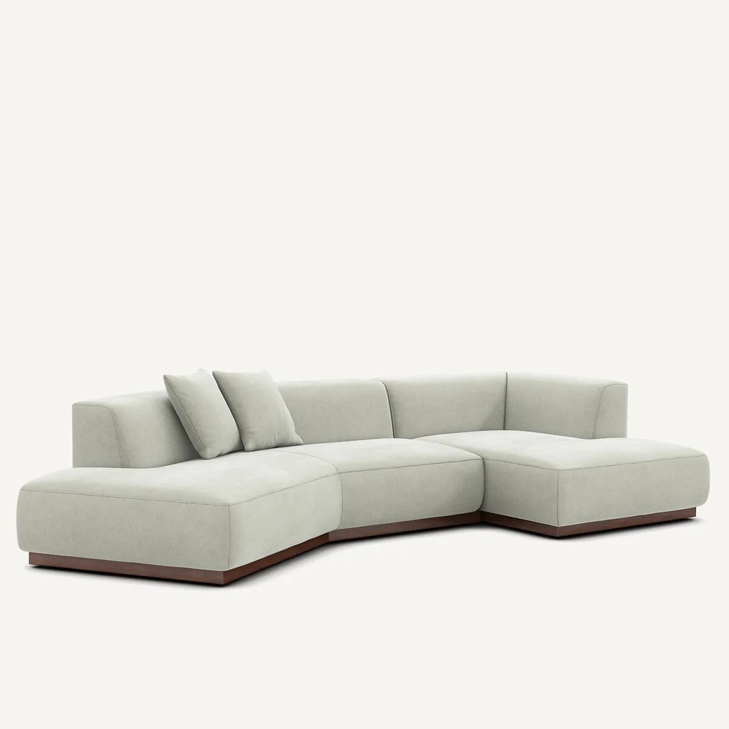 Rechte open hoekbank in stonewashed fluweel, JACOPO