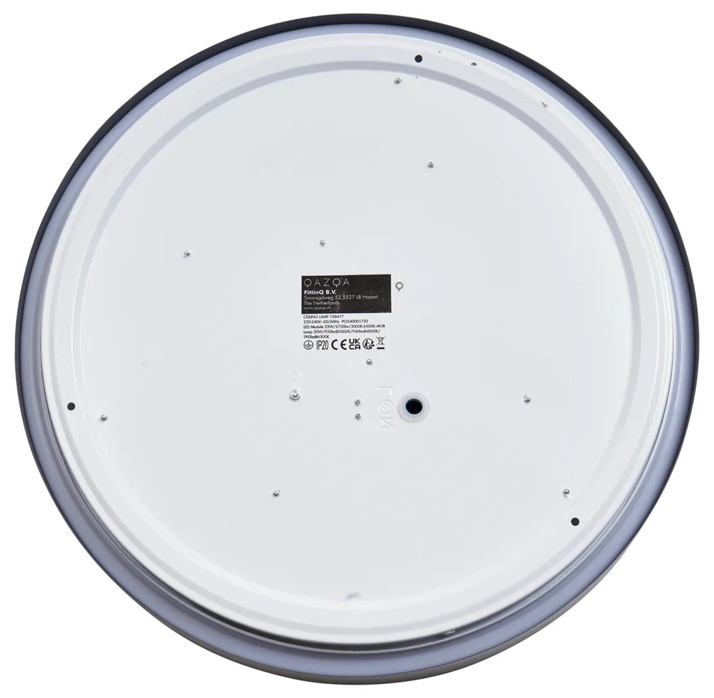 Moderne plafondlamp grijs met wit 38cm incl. LED dimbaar RGB - Kanton