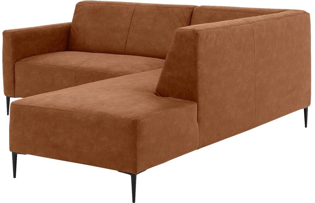 Goossens Key West cognac, micro leer, 2-zits, modern design met ligelement rechts