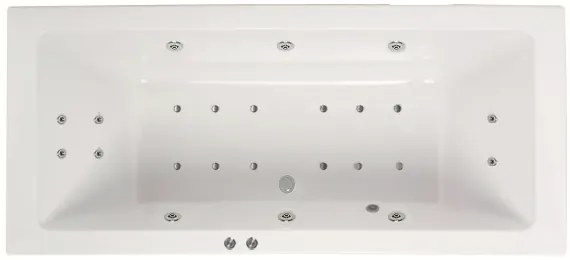 Lambini Designs Cube bubbelbad 190x90cm elektronisch 6+4+2 hydrojets en 12 aerojets chroom