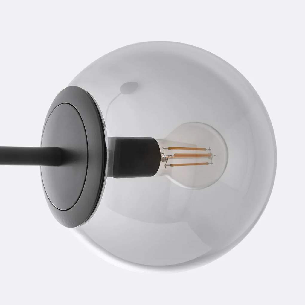 Hanglamp in metaal en gerookt glas, Atea