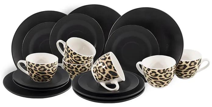 Koffie set - luipaard/zwart - 18-delig