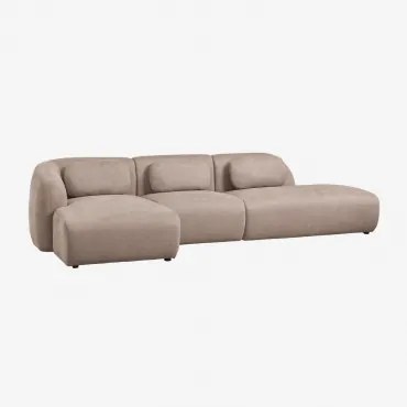 3-delige Modulaire Linker Chaise Longue Bank Met Rechter Divan In Chenille Coquette Chenille Tarwebruin - Sklum