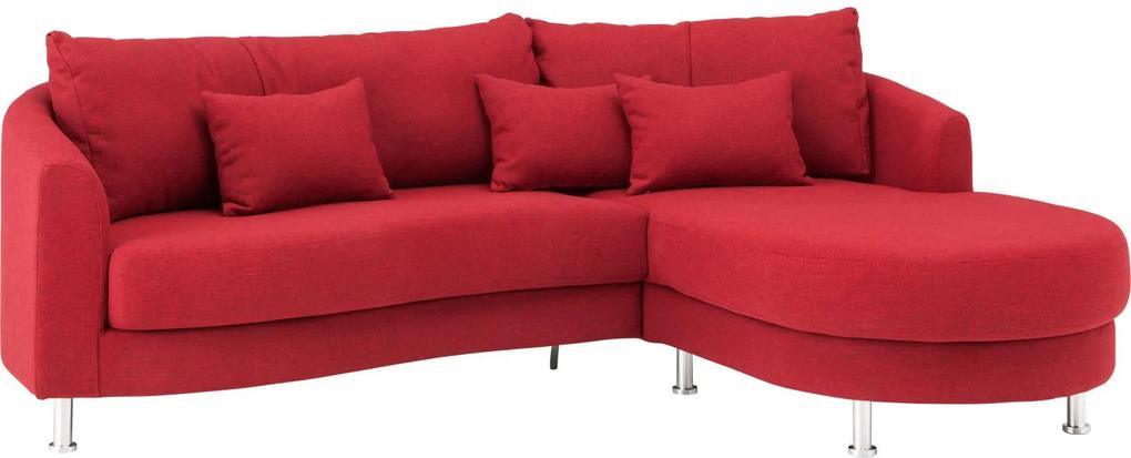 Goossens Bank Timeless rood, stof, 2-zits, elegant chic met chaise longue rechts