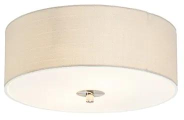 Stoffen Landelijke plafondlamp wit/crème 30 cm - Drum Jute Landelijk / Rustiek, Modern E27 rond Binnenverlichting Lamp