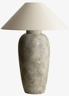 Selivan Tafellamp Van Linnen En Glasvezel Licht Taupe Grijs - Sklum