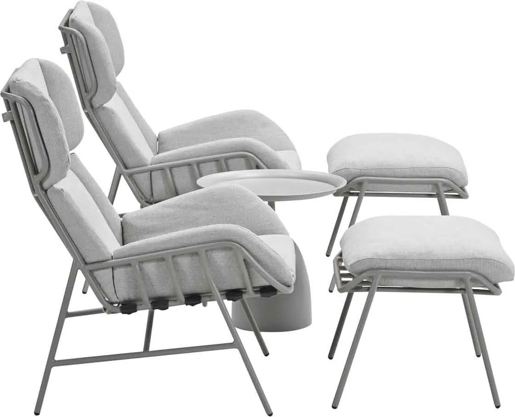 Garden Impressions Fresno loungestoelen taupe - Mati bijzettafel Ø50x48 cm