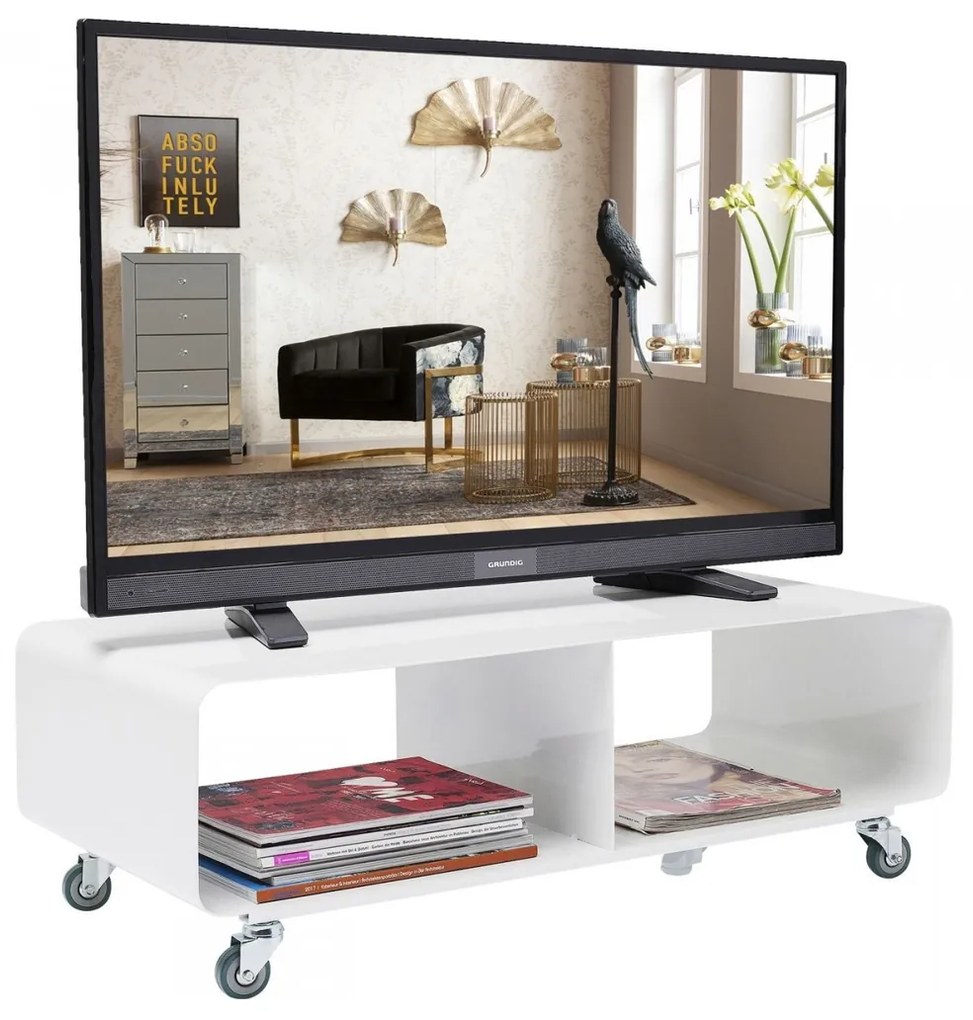 Kare Design Lounge M Verrijdbaar Tv Meubel Wit - 90x42x30cm.
