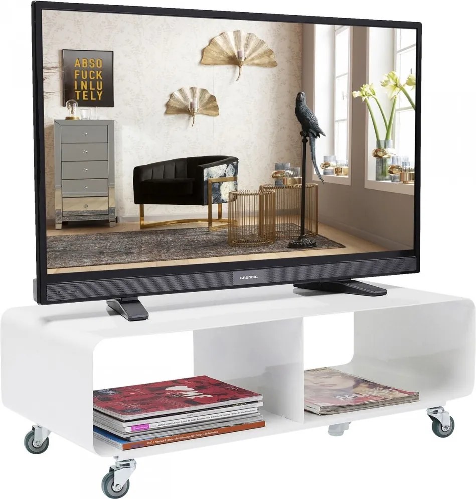 Verrijdbaar Tv Meubel Wit - 90x42x30cm.