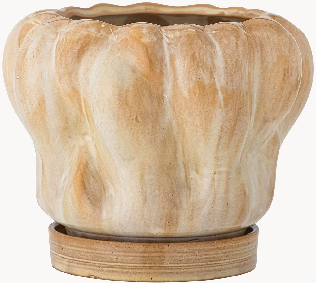 Plantenpot Hollis van keramiek met schotel