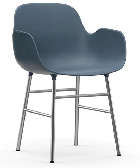 Normann Copenhagen Form Armchair stoel met verchroomd onderstel blauw