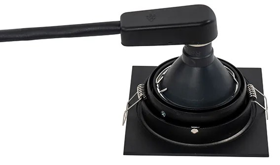 Moderne inbouwspot zwart verstelbaar - Chuck 70