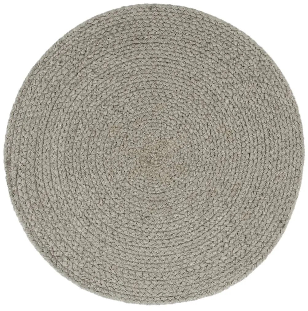 vidaXL Placemats 6 st rond 38 cm katoen effen grijs