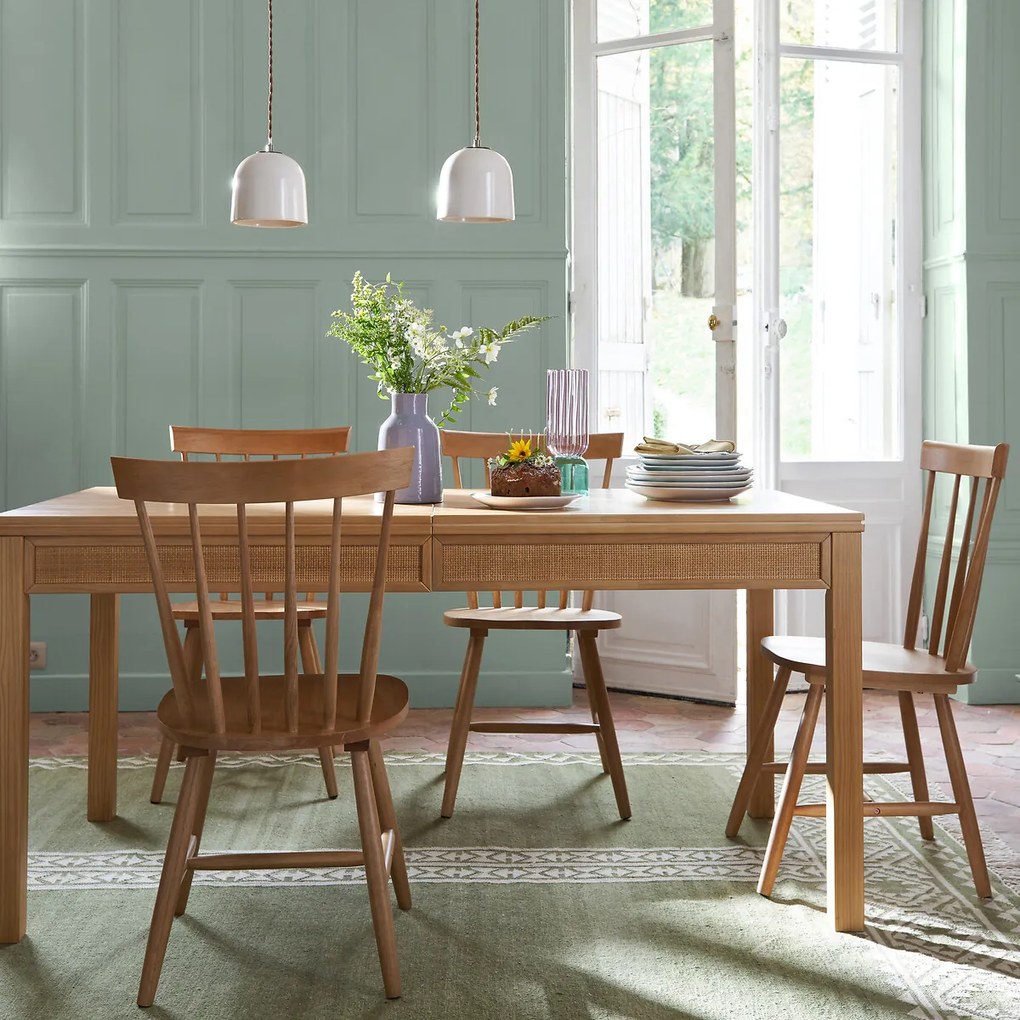 Set van 2 stoelen met spijlen in massief hevea, Jimi