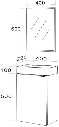 Badstuber Nova toiletmeubel 40x60cm met spiegel wit