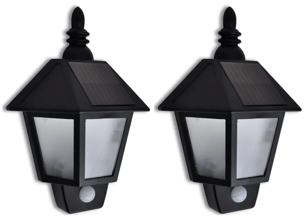 vidaXL Solar-wandlamp met bewegingsensor 2 st
