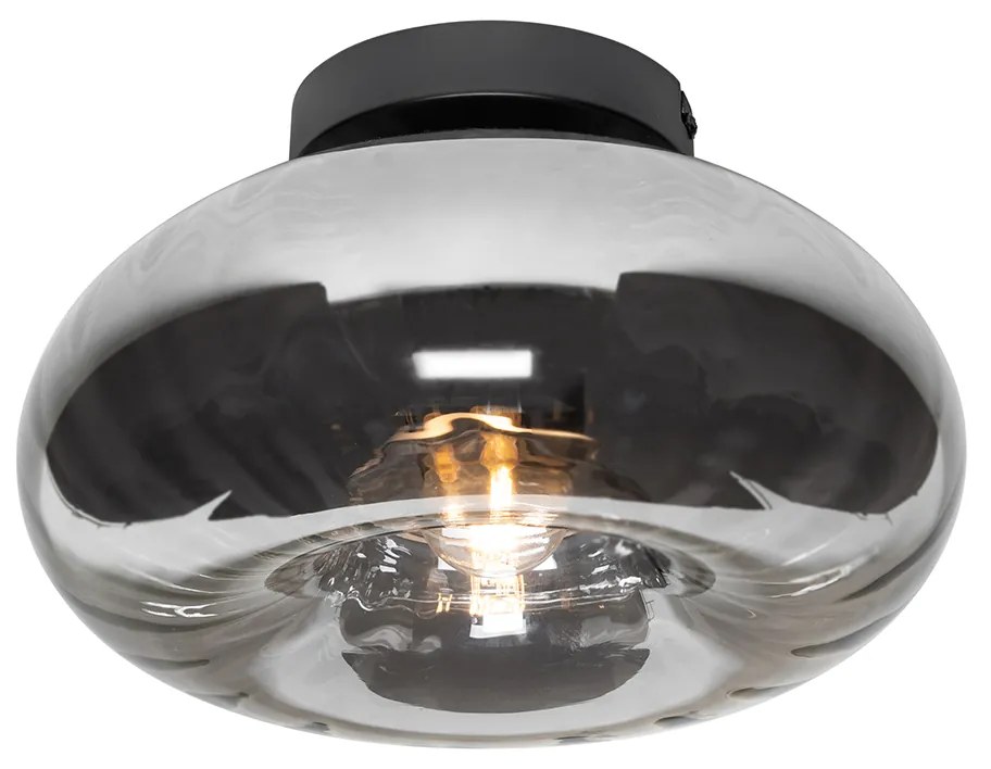 Smart plafondlamp zwart met smoke glas incl. Wifi P45 - Ayesha