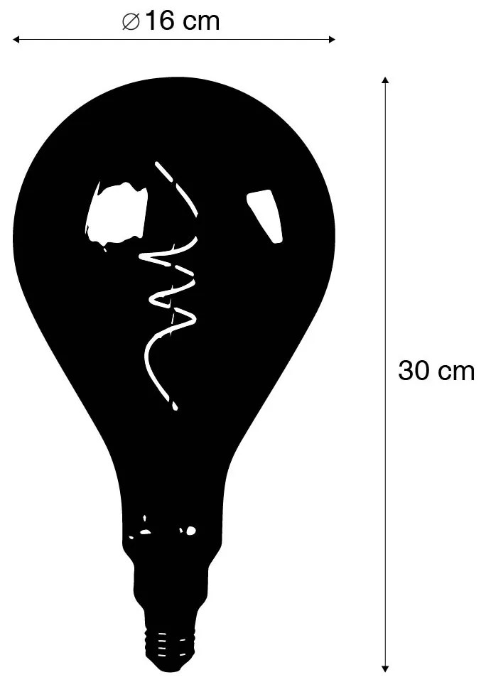 E27 dimbare LED spiraal filament lamp A165 smoke 4W 120 lm 1800K