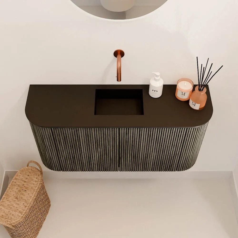 Mondiaz Joya 85cm toiletmeubel ronding links/rechts shadow met wastafel faye midden zonder kraangat urban