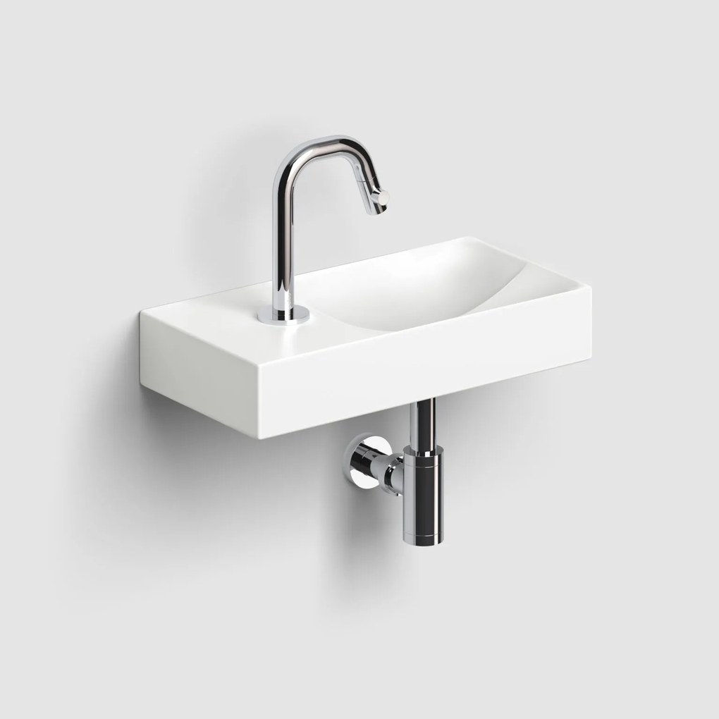 Clou Vale keramische fontein 38cm met kraangat links wit mat