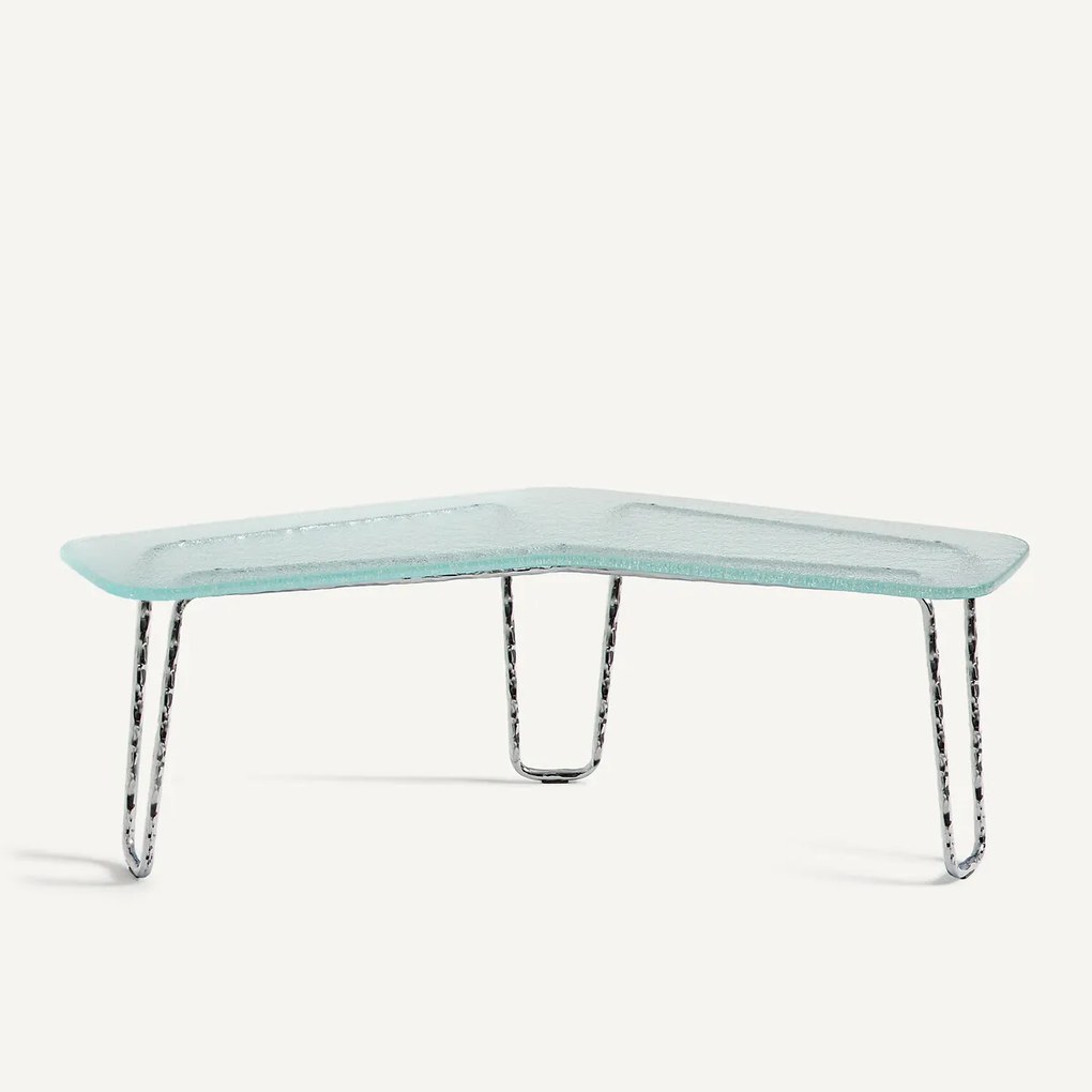 Salontafel van glas en ijzer, H35 cm, Oasis