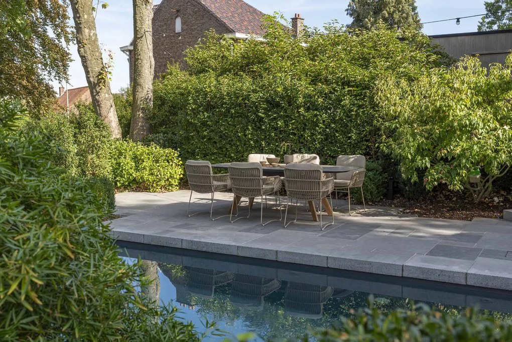 4 Seasons Outdoor Murcia tuinset latte met Montana tafel met keramisch 'barrel' blad 240 x 103 cm * Sale * Tuinset beige weerbestendig