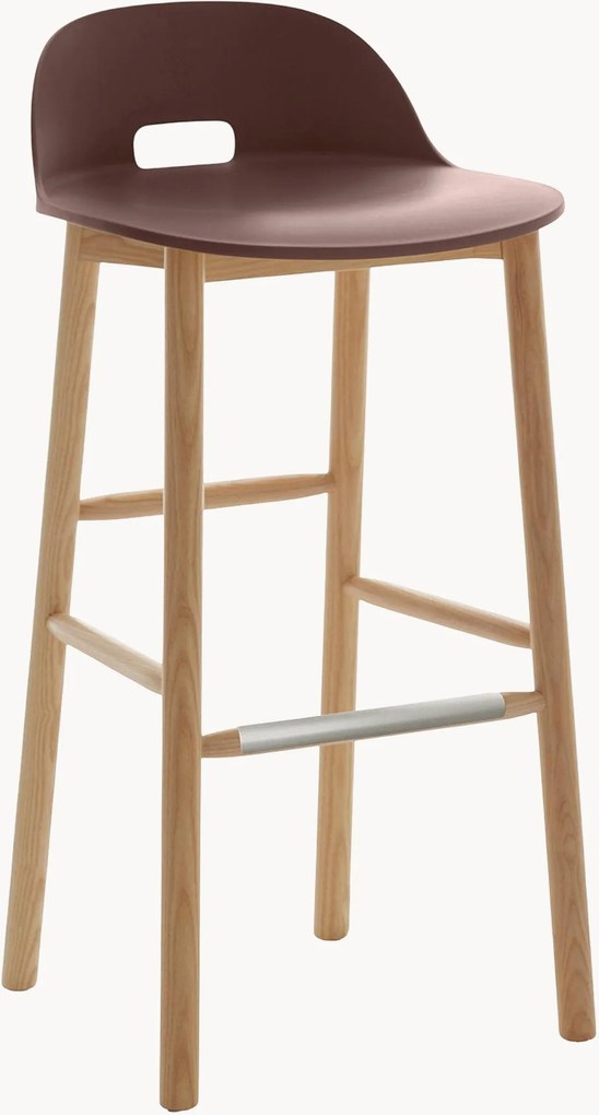 Handgemaakte barstoel Alfi Low Back met essenhouten poten
