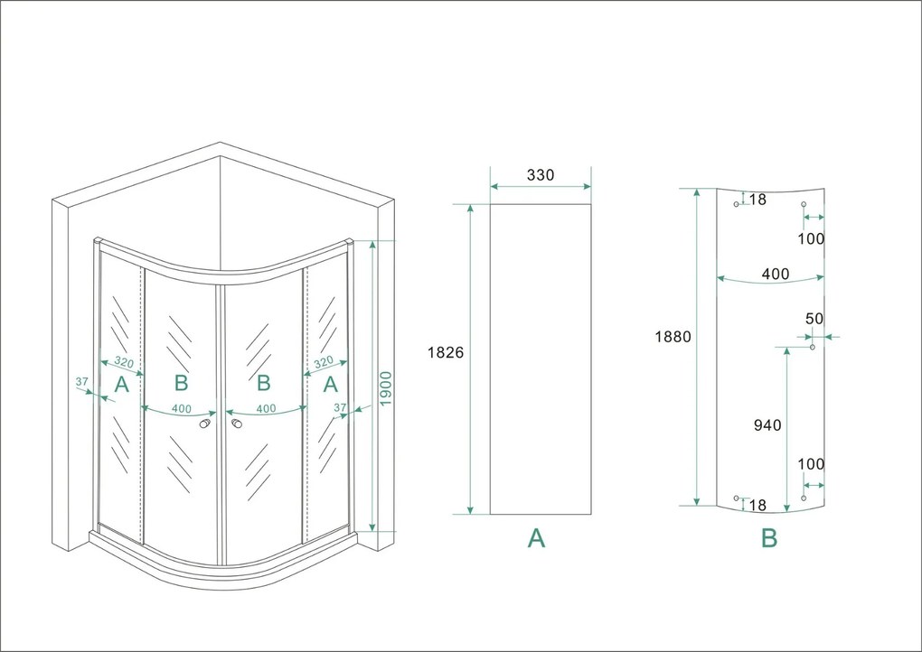 Mueller Eco douchecabine kwartrond 90x90cm