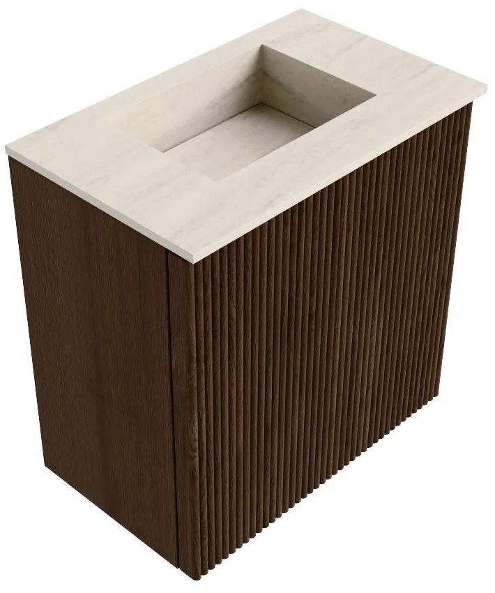 Mondiaz Joya DLux 40cm toiletmeubel walnut met wastafel faye midden zonder kraangat meli