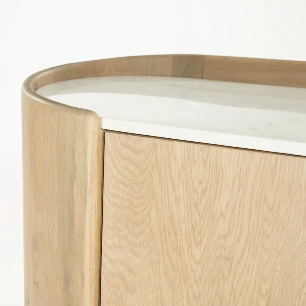Wandkast Eiken Met Wit Marmer - 120x40x140cm.