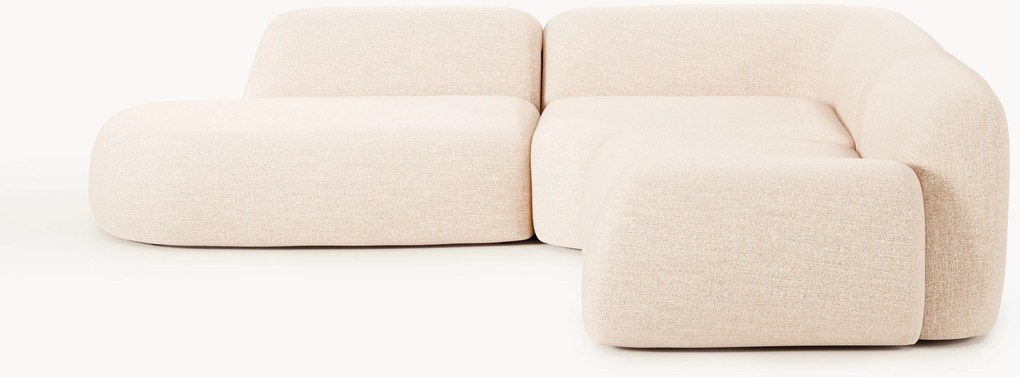 Modulaire bouclé hoekbank Wolke (4-zits) met chaise longue