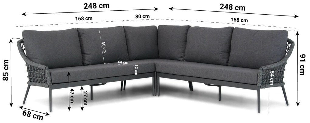 Hoek loungeset 5 personen Rope Grijs Coco Dalice