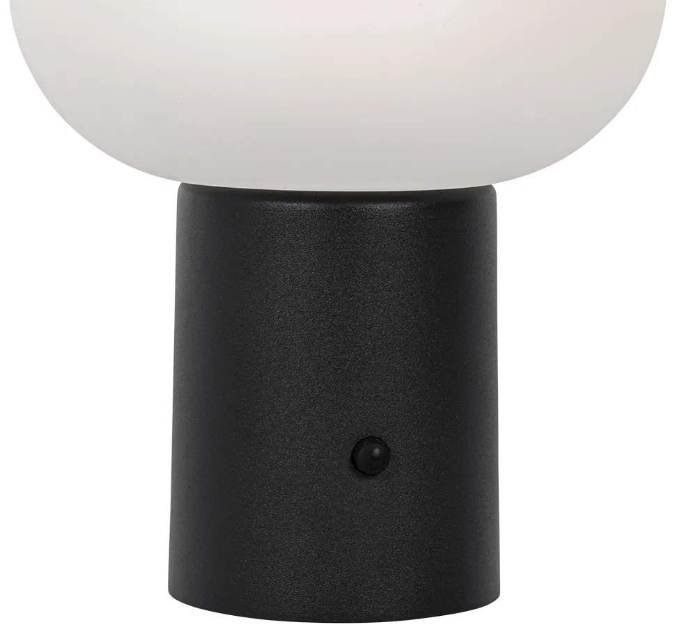 Buitenlamp met dimmer Set van 2 tafellamp met dimmeren mushroom zwart incl. LED oplaadbaar - Louise Design IP44 Buitenverlichting rond Lamp